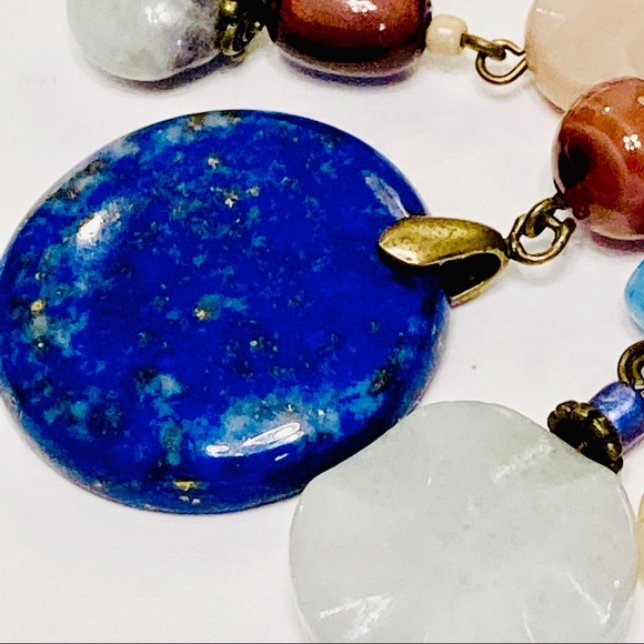 ENERGY Multi-Gemstone Assemblage Style BOHO Necklace & Jasper MOP Earrings - Picture 7 of 16